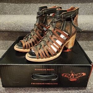 Freebird Women's Black and Brown Heeled Boots